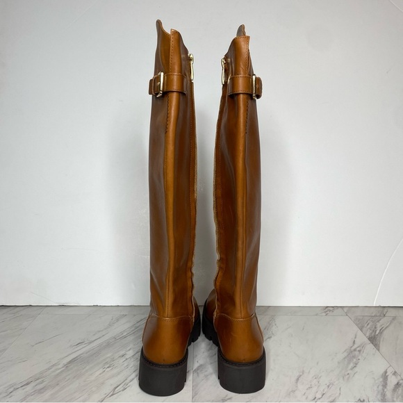 Franco Sarto Balin Chunky Sole Brown Leather Tall Boot 6M - Picture 3 of 16